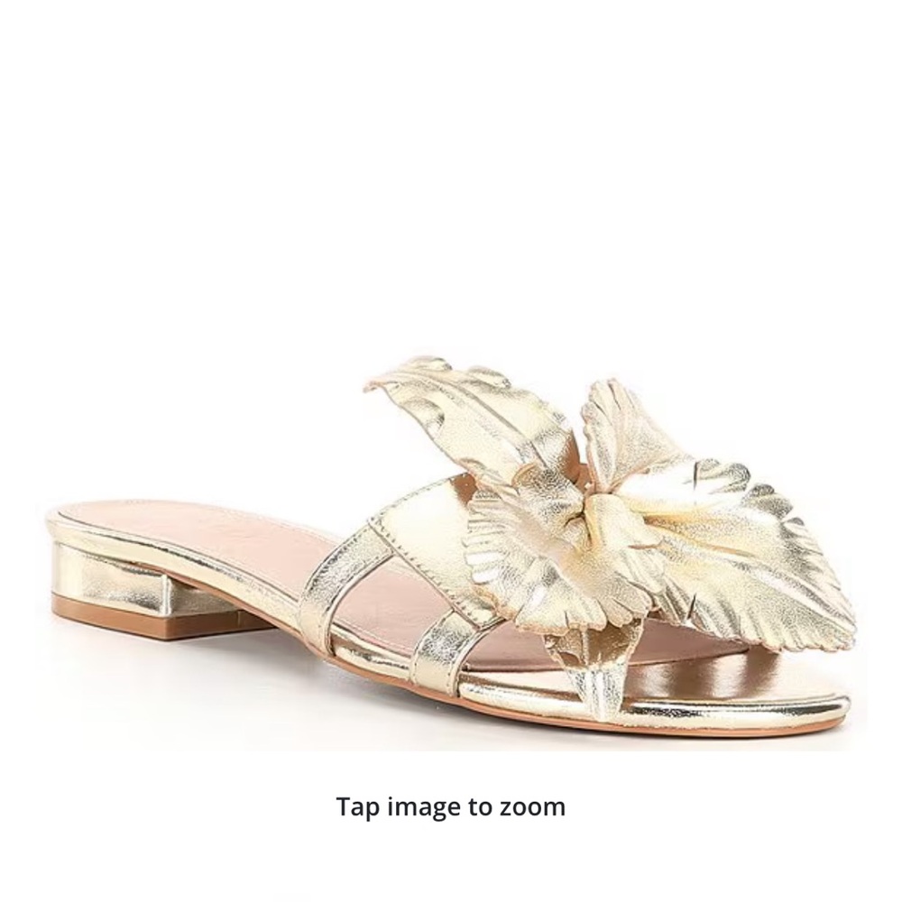Cecelia New York - Lila Metallic Leather Flower Slide Sandals
